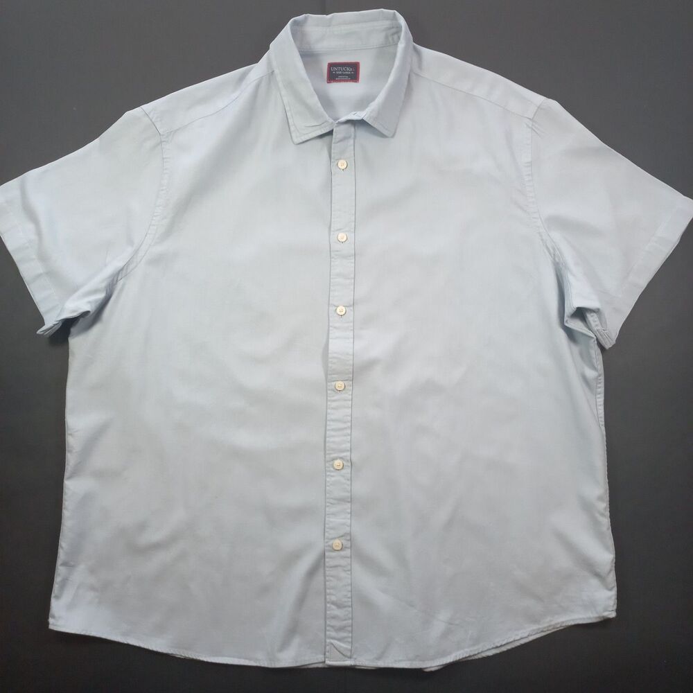 UNTUCKit Briscoe Shirt Mens 3XL XXXL Short Sleeve Button Down Light Blue Cotton